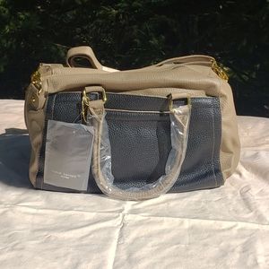 Harve Bernard Satchel Purse Black & Tan 9"x12"x6"